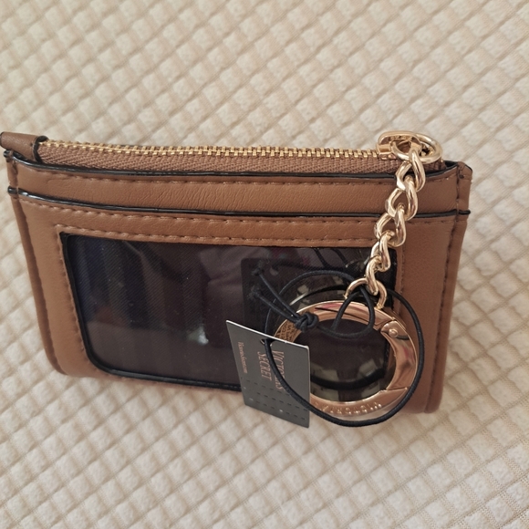 VICTORIA'S SECRET Tan Chevron Design Wallet Card Case Key Holder Coin Purse NWT - Picture 4 of 9